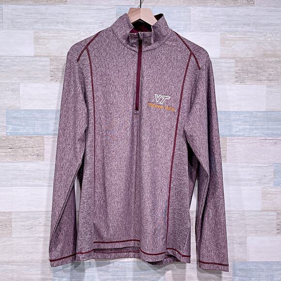 Virginia Tech Hokies 1/4 Zip Performance Pullover Red Antigua Mens Medium - Picture 1 of 8